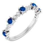 14K White Lab-Grown Blue Sapphire & 1/6 CTW Natural Diamond Ring