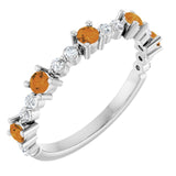 Platinum Natural Citrine & 1/6 CTW Natural Diamond Ring