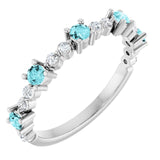 Platinum Natural Blue Zircon & 1/6 CTW Natural Diamond Ring