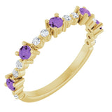 14K Yellow Natural Amethyst & 1/6 CTW Natural Diamond Ring