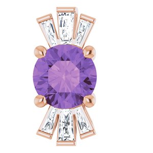 14K Rose Natural Amethyst & 1/6 CTW Natural Diamond Pendant