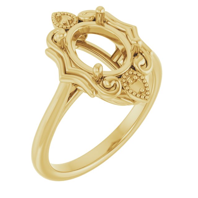 10K Yellow9x7 mm Oval Ring Mounting