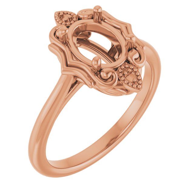 10K Rose8x6 mm Oval Ring Mounting
