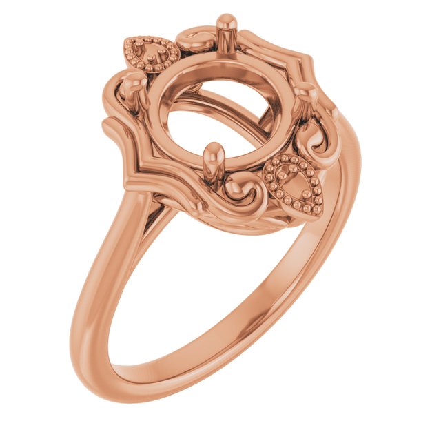 10K Rose8 mm Round Ring Mounting