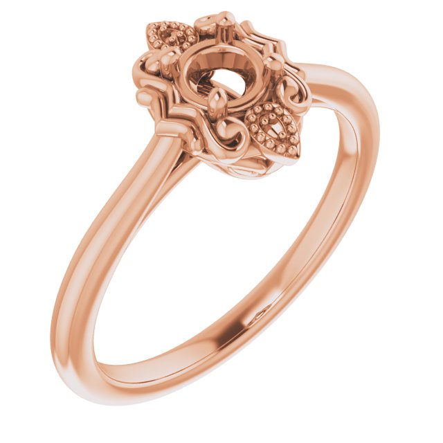 10K Rose4.1 mm Round Ring Mounting