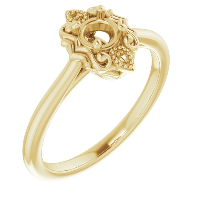 10K Yellow4.1 mm Round Ring Mounting