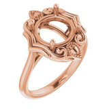 14K Rose9.4 mm Round Ring Mounting
