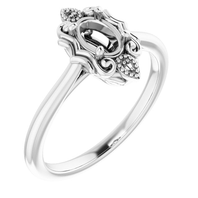 10K White6x4 mm Oval Ring Mounting