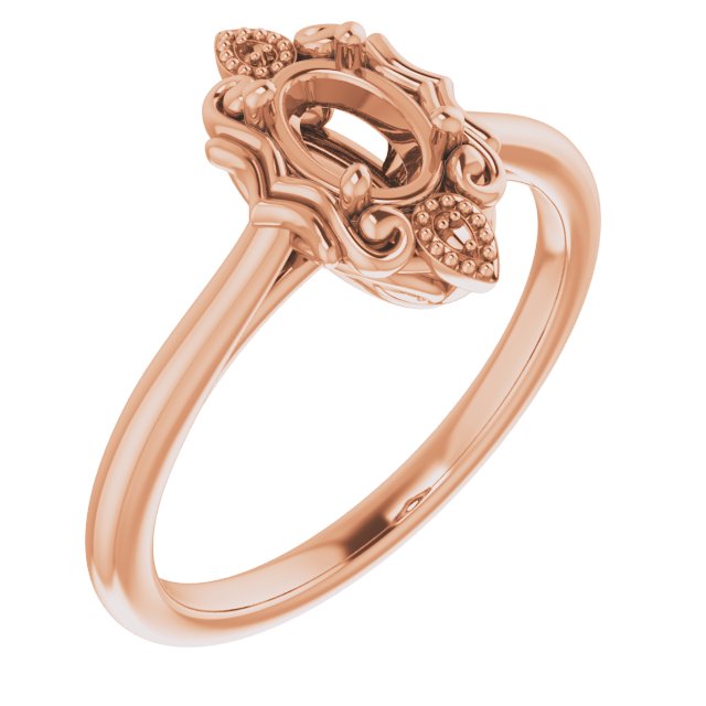 14K Rose6x4 mm Oval Ring Mounting