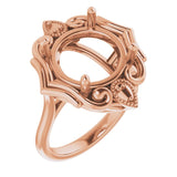 14K Rose12 mm Round Ring Mounting