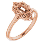 10K Rose7x5 mm Oval Ring Mounting