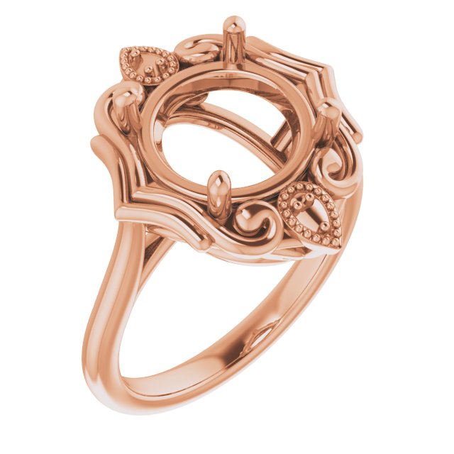 10K Rose10 mm Round Ring Mounting