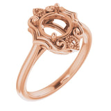 18K Rose7 mm Round Ring Mounting