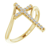 14K Yellow 1/8 CTW Natural Diamond Cross Ring