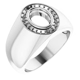 14K X1 White 8x6 mm Oval Ring Mounting
