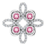 14K White Natural Pink Tourmaline & 1/8 CTW Natural Diamond Clover Pendant