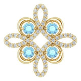 14K Yellow Natural Aquamarine & 1/6 CTW Natural Diamond Clover Pendant