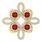 14K Yellow Natural Mozambique Garnet & 1/6 CTW Natural Diamond Clover Pendant