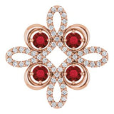 14K Rose Natural Mozambique Garnet & 1/6 CTW Natural Diamond Clover Pendant