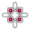 14K White Lab-Grown Ruby & 1/6 CTW Diamond Clover Pendant