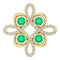 14K Yellow Natural Emerald & 1/6 CTW Natural Diamond Clover Pendant