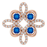 14K Rose Lab-Grown Blue Sapphire & 1/6 CTW Diamond Clover Pendant