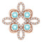 14K Rose Natural Blue Zircon & 1/6 CTW Natural Diamond Clover Pendant