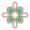 14K Rose Natural Emerald & 1/6 CTW Natural Diamond Clover Pendant