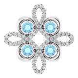 14K White Natural Aquamarine & 1/6 CTW Natural Diamond Clover Pendant