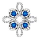 Platinum Natural Blue Sapphire & 1/6 CTW Natural Diamond Clover Pendant