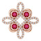 14K Rose Lab-Grown Ruby & 1/6 CTW Diamond Clover Pendant