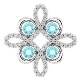 Platinum Natural Blue Zircon & 1/6 CTW Natural Diamond Clover Pendant