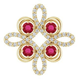 14K Yellow Natural Ruby & 1/6 CTW Natural Diamond Clover Pendant