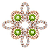 14K Rose Natural Peridot & 1/6 CTW Natural Diamond Clover Pendant