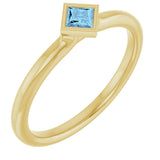 14K Yellow Gold Natural Aquamarine Stackable Ring