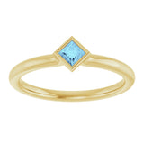 14K Yellow Gold Natural Aquamarine Stackable Ring