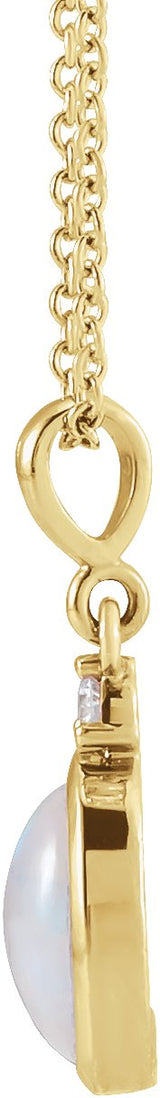 14K Yellow Gold 6x4 mm Natural Ethiopian Opal & .015 CT Natural Diamond 16-18" Necklace