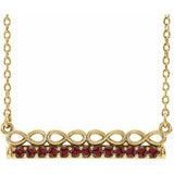 14K Yellow Natural Mozambique Garnet Infinity-Inspired Bar 16" Necklace