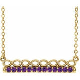 14K Yellow Natural Amethyst Infinity-Inspired Bar 16" Necklace