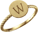 14K Yellow Gold Be Posh® Engravable Rope Signet Ring