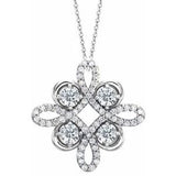 14K White 1/3 CTW Natural Diamond Clover 18" Necklace