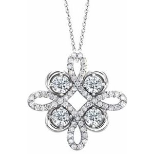 14K White 1/3 CTW Natural Diamond Clover 18" Necklace
