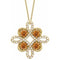 14K Yellow Natural Citrine & 1/8 CTW Natural Diamond Clover 18