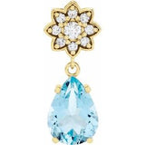 14K Yellow Natural Aquamarine & .08 CTW Natural Diamond Floral-Inspired Pendant