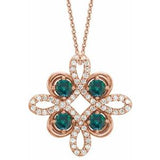 14K Rose Lab-Grown Alexandrite & 1/6 CTW Diamond Clover 18" Necklace