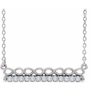 14K White 1/5 CTW Natural Diamond Infinity-Inspired Bar 18" Necklace