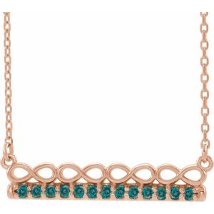 14K Rose Natural Alexandrite Infinity-Inspired Bar 16" Necklace