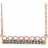 14K Rose Natural Blue Zircon Infinity-Inspired Bar 18" Necklace