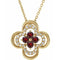 14K Yellow Natural Mozambique Garnet & .08 CTW Natural Diamond Clover 18