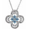 Platinum Natural Aquamarine & .08 CTW Natural Diamond Clover 18